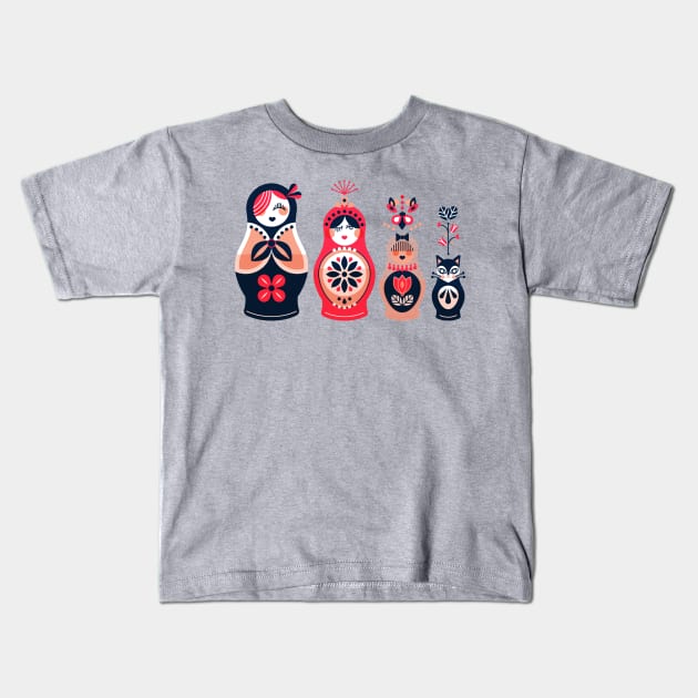 Russian Dolls Kids T-Shirt by CatCoq